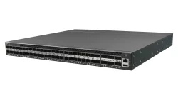 Netberg Aurora 420 48x 10G + 6x 40GE, Broadcom Trident2 Bare Metal Switch for data centers, front angled view