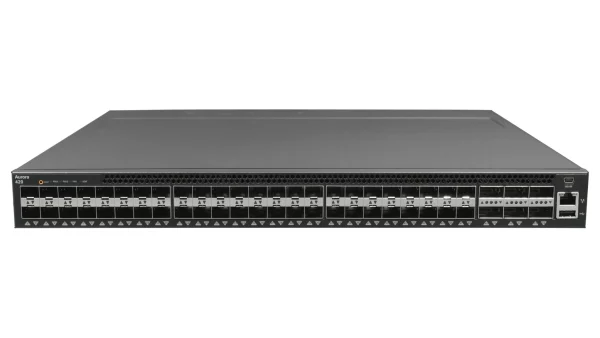 Netberg Aurora 420 48x 10G + 6x 40GE, Broadcom Trident2 Bare Metal Switch for data centers, front view