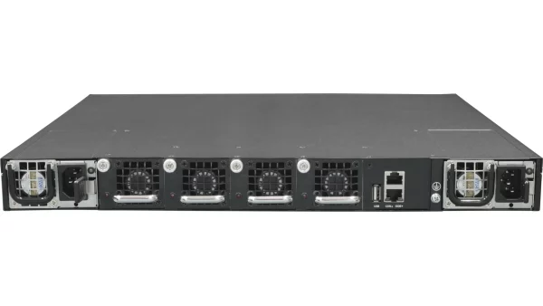 Netberg Aurora 615 48x 25G + 8x 100GE, Marvell Teralynx 5 Bare Metal Switch for data centers, rear view