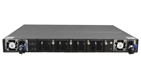 Netberg Aurora 710 32x 100GE, Intel Tofino P4 Programmable Bare Metal Switch for data centers, rear view