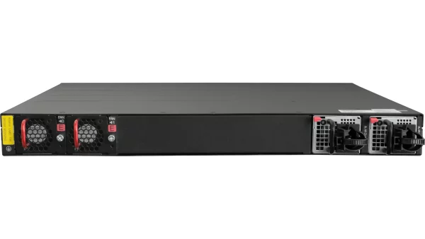 Netberg Aurora 221 48x 1G + 8x 10GE, Broadcom Trident3-X2 Bare Metal Switch for data centers, rear view