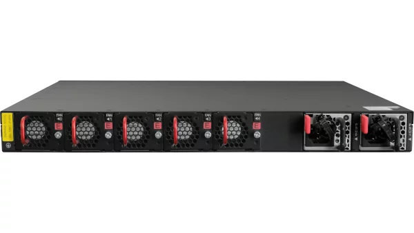 Netberg Aurora 621 48x 25G + 6x 100GE, Broadcom Trident3-X5 Bare Metal Switch for data centers, rear view