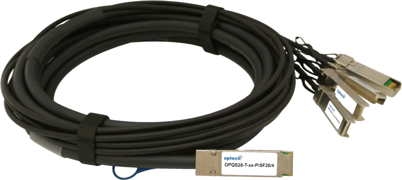 Optech 100G QSFP28 passive breakout DAC